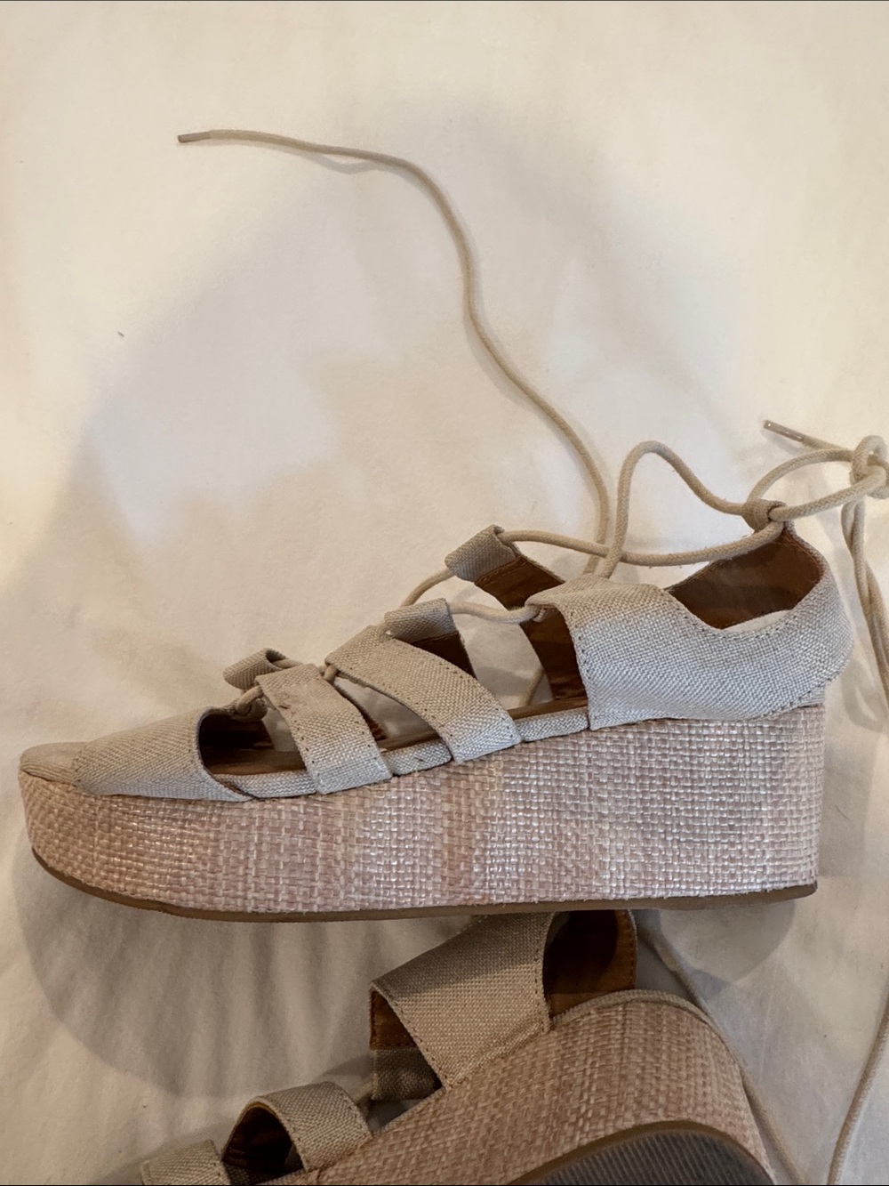 Cliffs by WHITE MOUNTAIN Beige Lace-Up Wedge Sandal - Picture 4 of 6